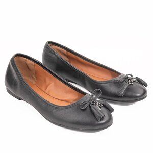 COACH Benni Leather Bow Ballet Flats With Charms in Black FG2941 Size 5B EU 35.5